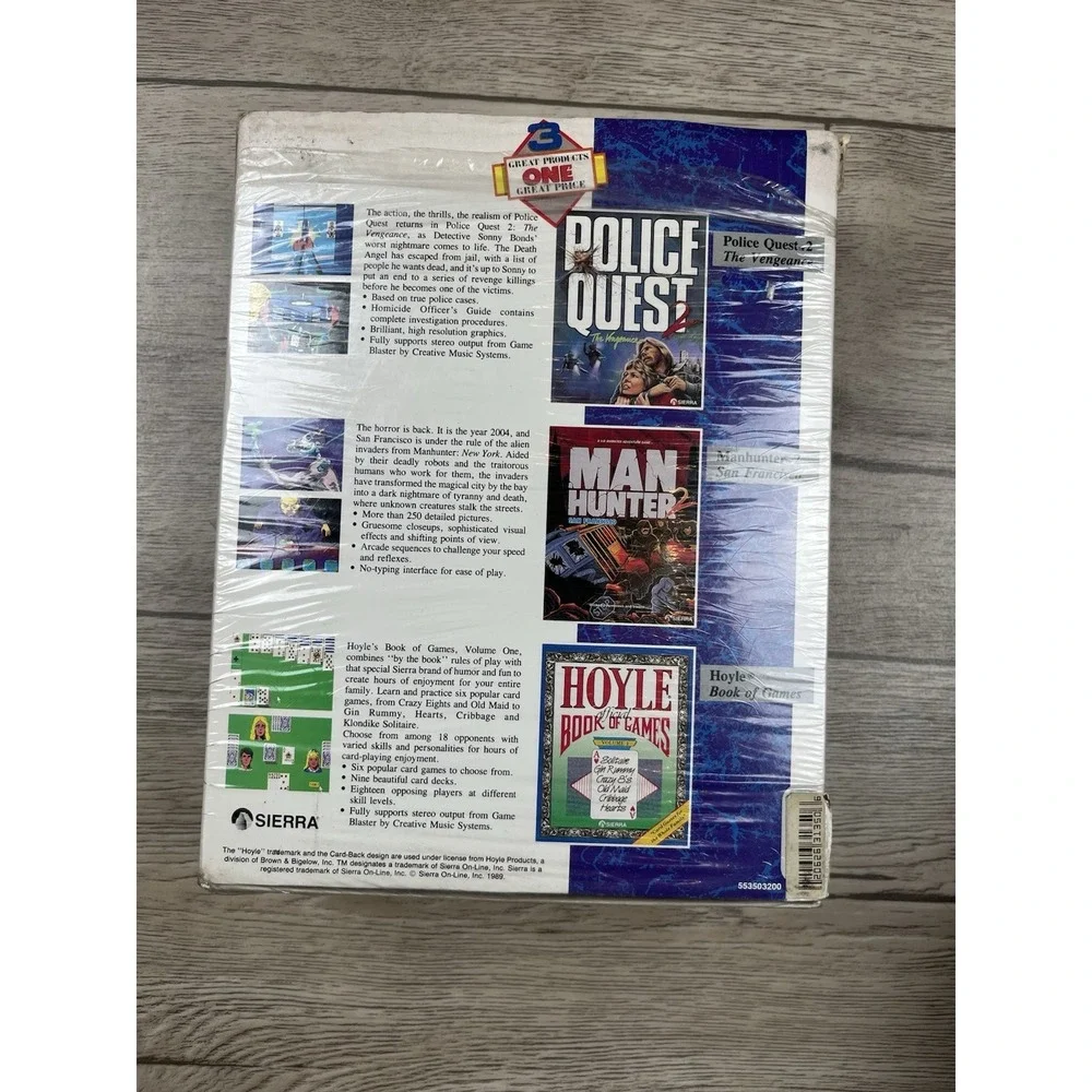 Sierra MS-Dos EGA Tandy - POLICE QUEST 2 /MAN HUNTER 2 /HOYLE GAMES - Value Pack